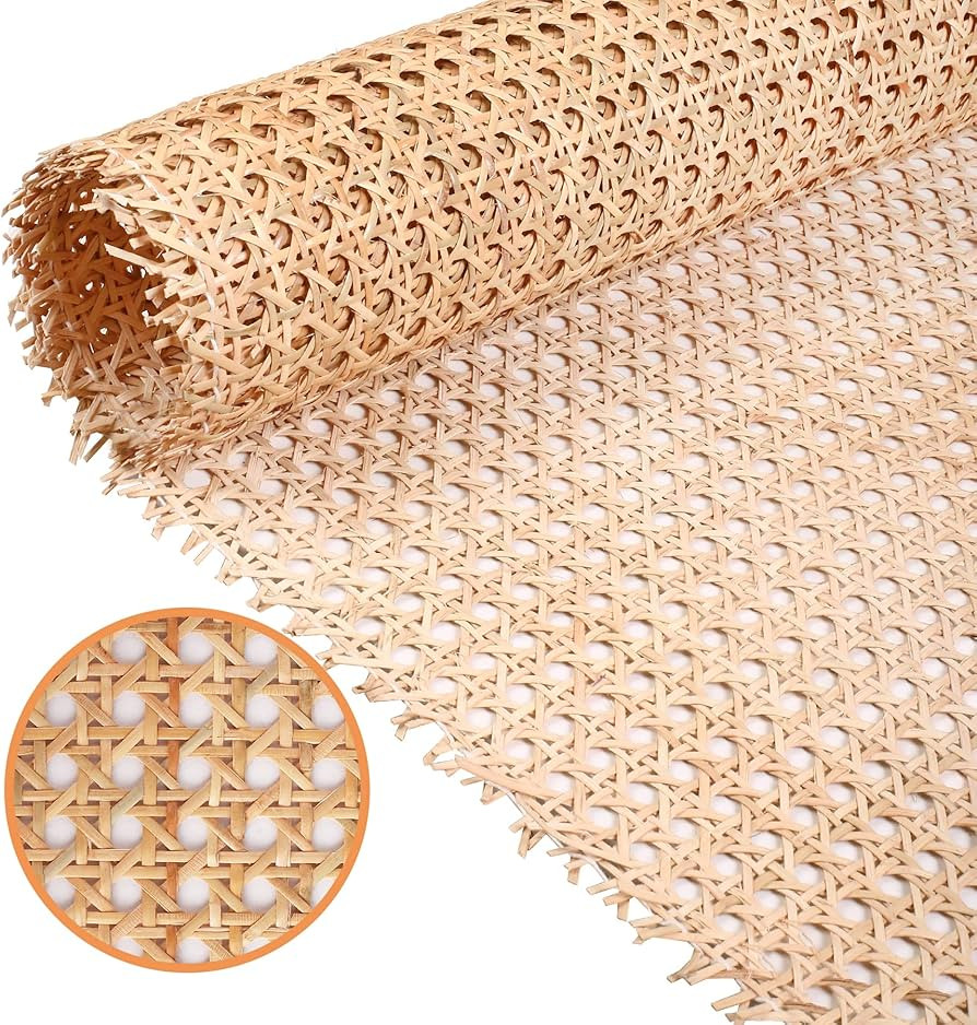 24" Width Natural Cane Webbing 5Feet, Rattan Webbing Roll for Caning Projects, Woven Open Mesh Ca... | Amazon (US)