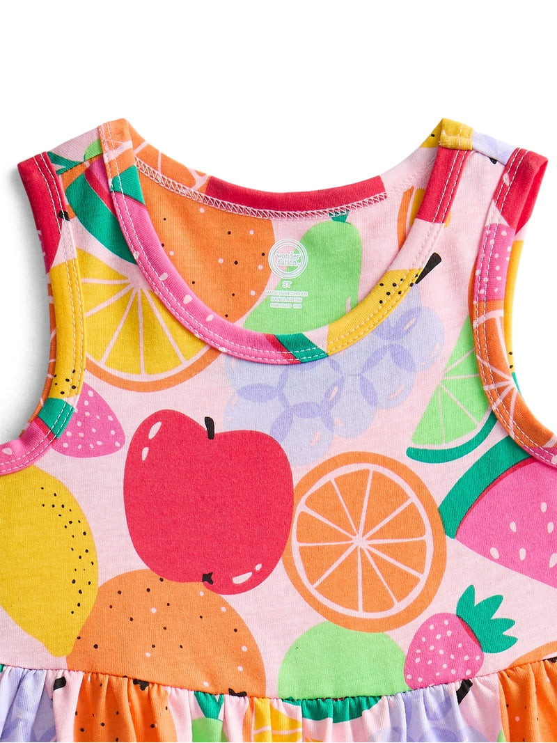 Wonder Nation Toddler Girls Sleeveless Knit Tank Play Dress, Sizes 12M–5T | Walmart (US)