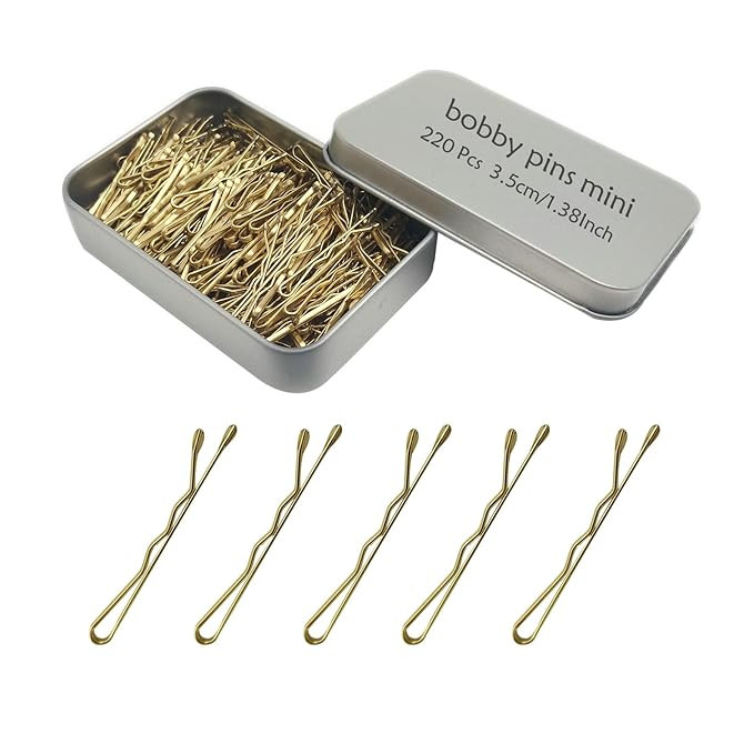 220 Count Mini Wavy 1.38 Inch Blonde Bobby Pins, YINGFENG Small Gold Hair Clips with Storage Box ... | Amazon (US)