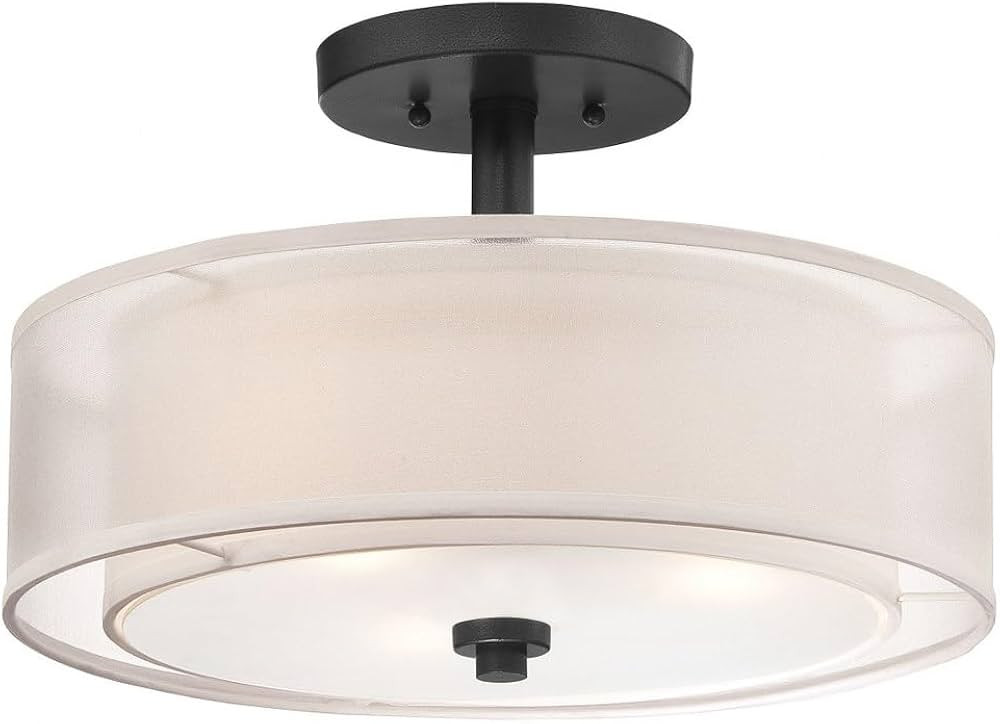 Amazon.com: Minka Lavery 4107-66 Parsons Studio Translucent Silver Linen Drum Semi Flush Ceiling ... | Amazon (US)