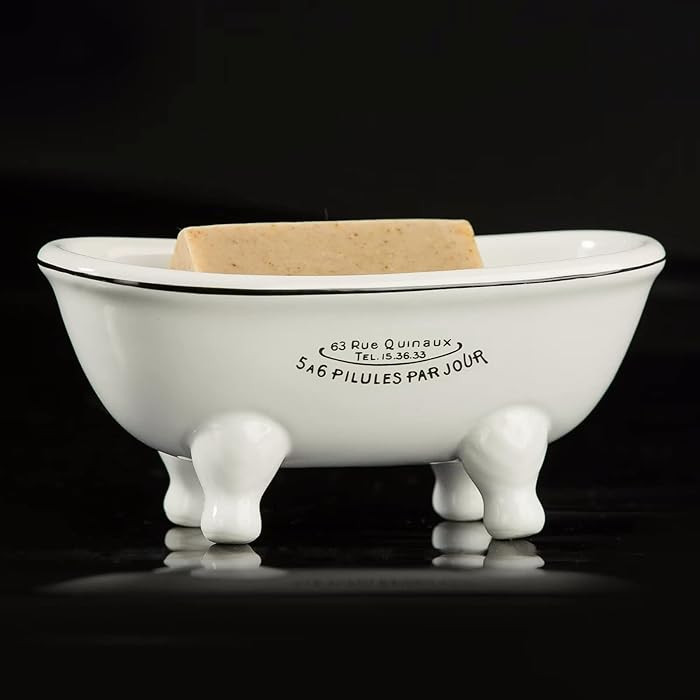 1 Piece 5.7" Mini Ceramic Clawfoot Double Ended Bathtub Soap Dish Vintage Decortative Soap Dish | Amazon (US)