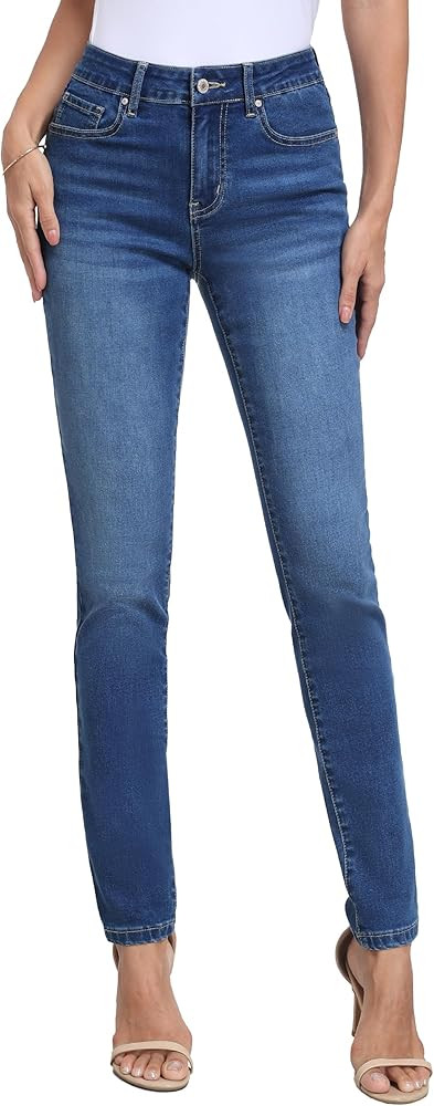 SEVEGO Tall Women's 32"/34"/36" Inseam Skinny Jeans Mid-Rise Stretchy Slim Fit Denim Pants Classi... | Amazon (US)