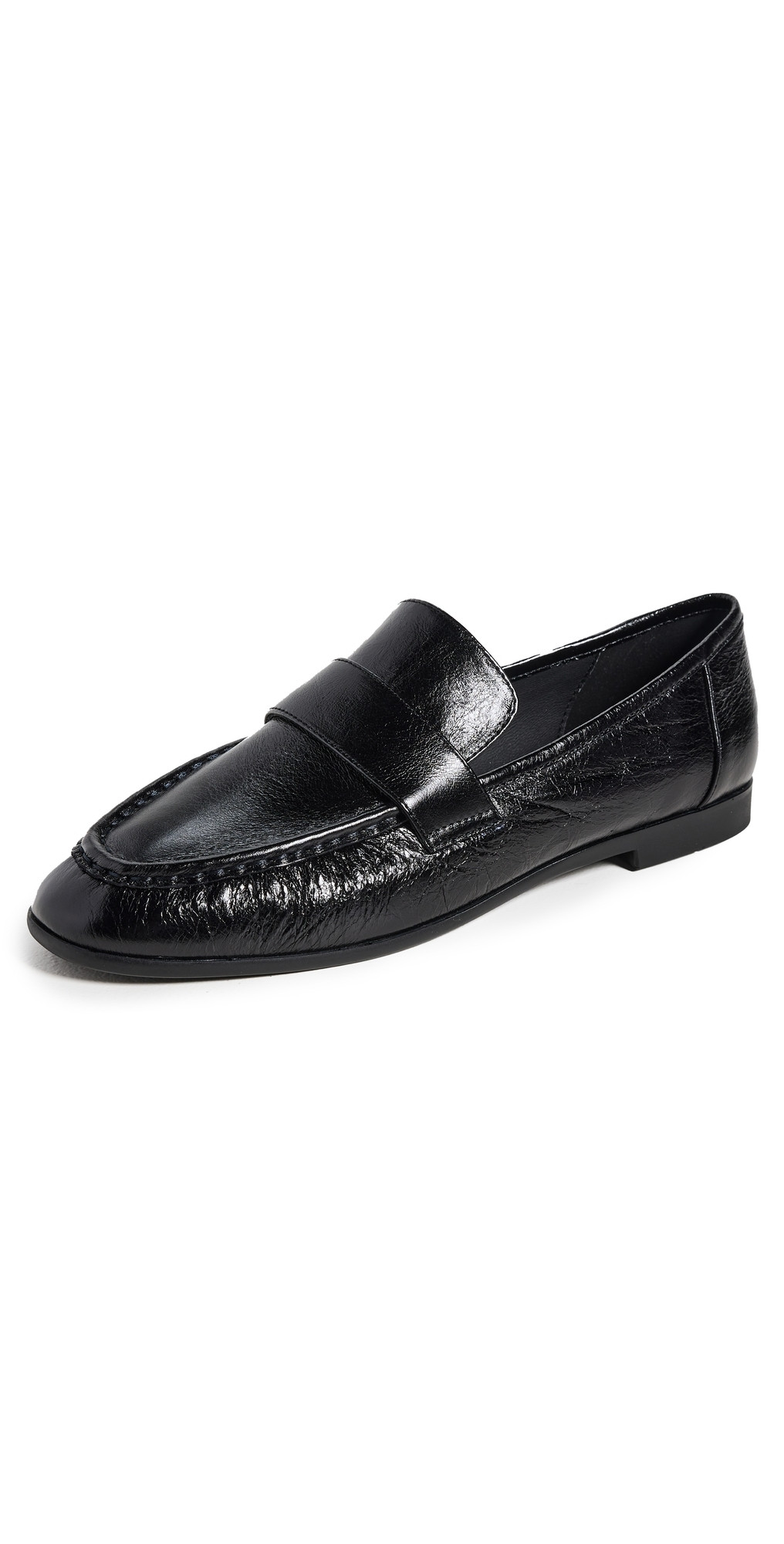 Black Suede Studio Arrow Loafers Black Crinkle Leather 39 | Shopbop
