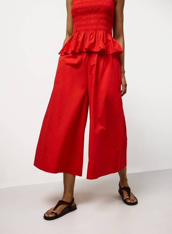 Buy Pink Wide Leg Poplin Palazzo Trousers 6 | Trousers | Tu | Tu Clothing