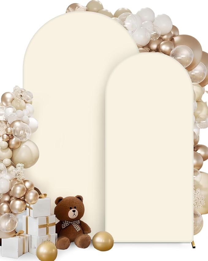 Hemmotop Stretchy Arch Backdrop Cover, Beige, 7.2ft, 6ft, Set of 2 | Spandex, 2 Sided, Perfect 36... | Amazon (US)