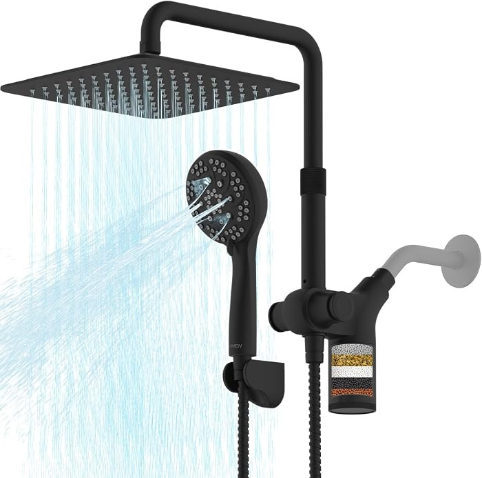 Ryamen Upgraded Dual Shower Heads Combo, 10 inch Filtered Shower Head with Handheld, 3-Way Rain S... | Amazon (US)