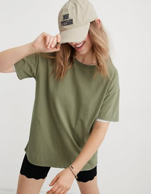 Aerie Distressed Basic Boyfriend T-Shirt | American Eagle Outfitters (US & CA)