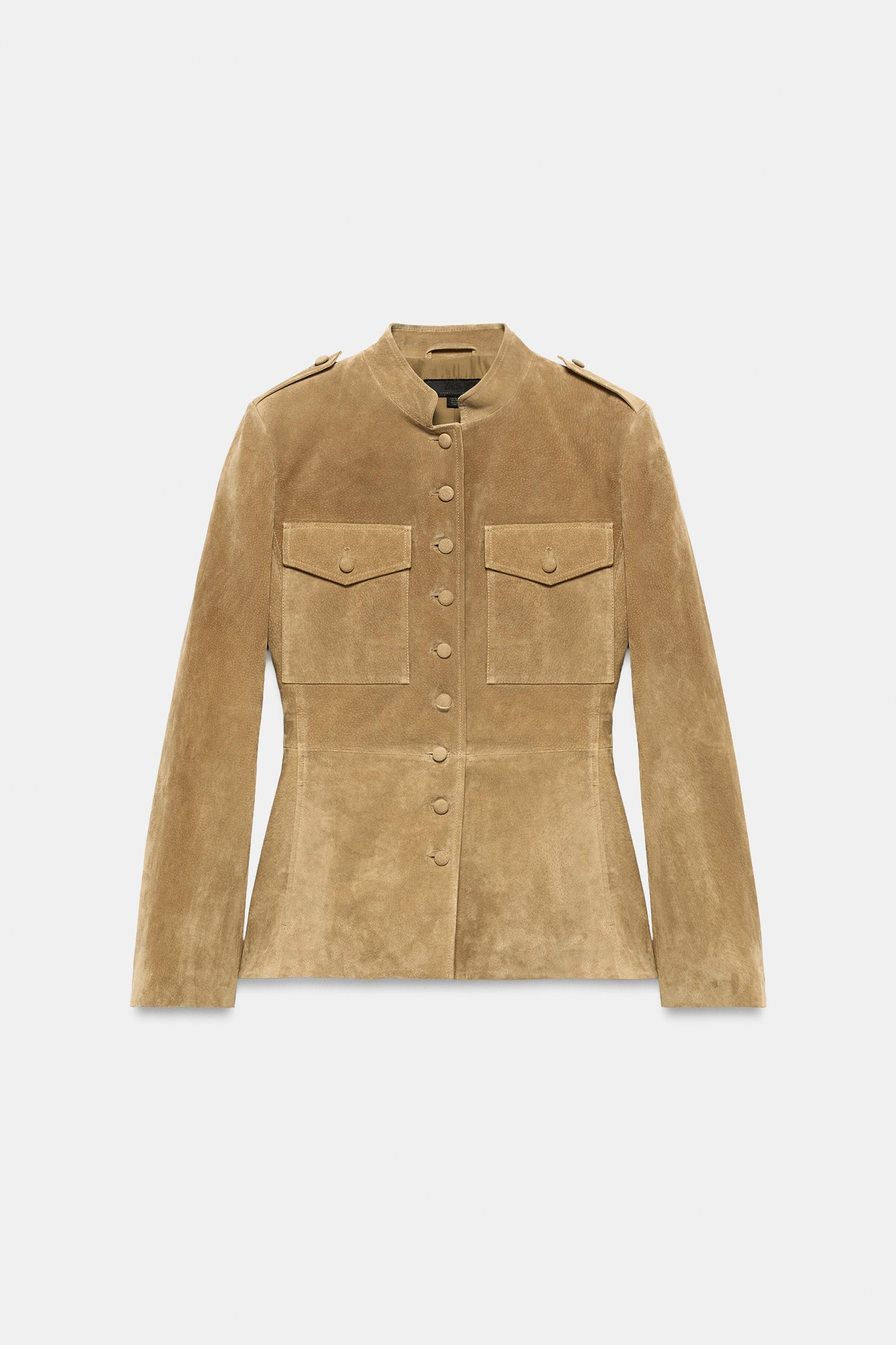 100% LEATHER JACKET WITH COVERED BUTTONS | Zara US