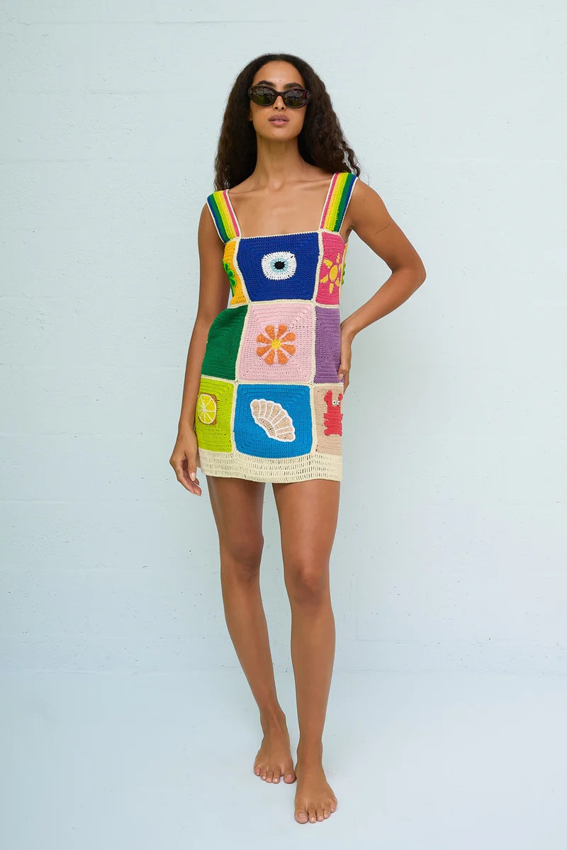Crochet Patchwork Mini Dress | pītusa