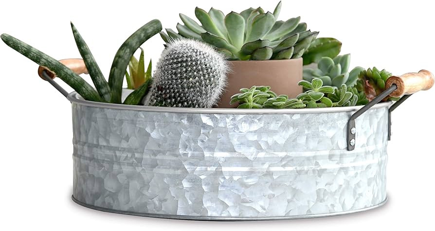 OUTSHINE Galvanized Metal Tray for Storage and Farmhouse Decor | Decorative Tray for Coffee Table... | Amazon (US)