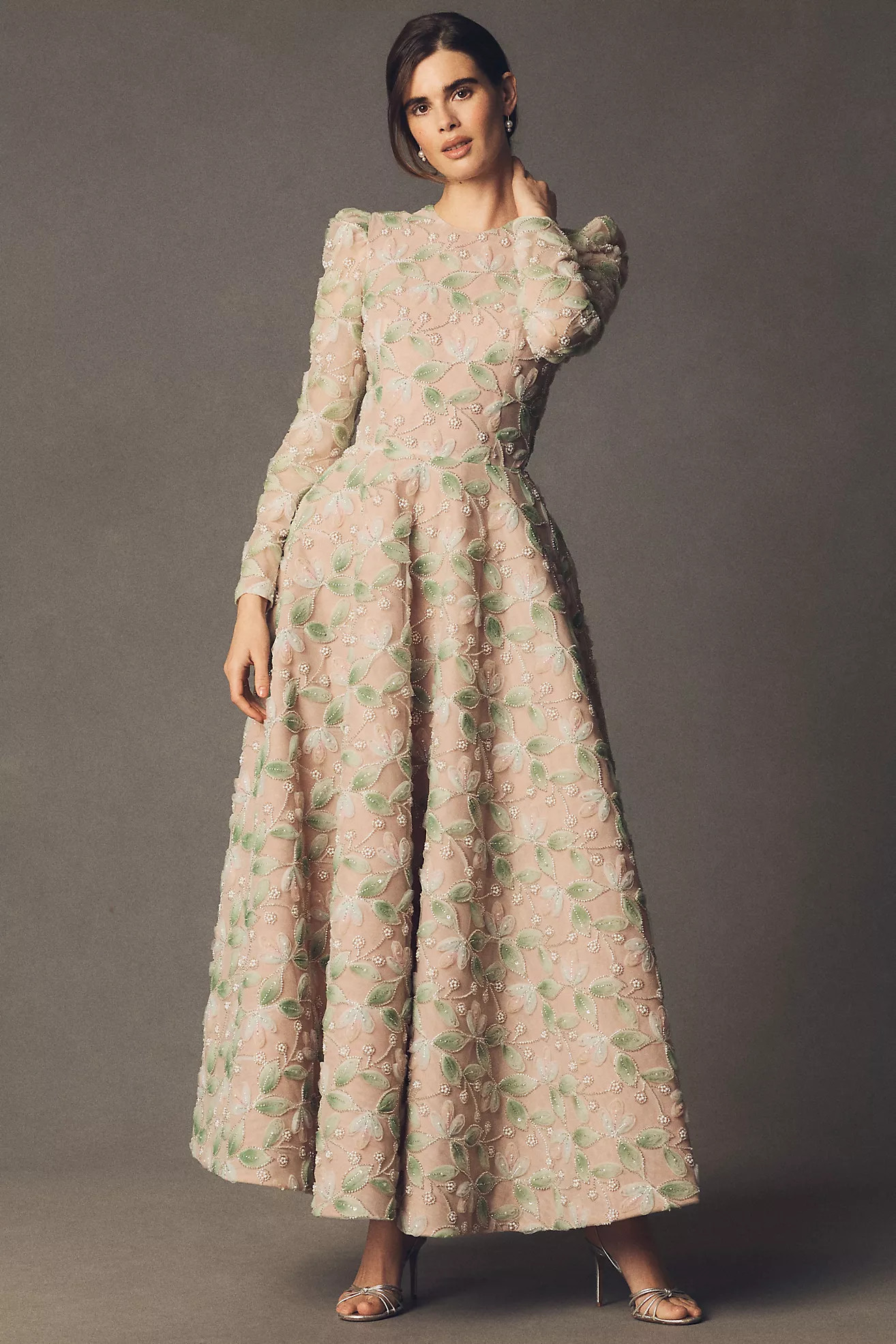 Helsi Tessa Long-Sleeve Appliqué A-Line Maxi Dress | Anthropologie (US)
