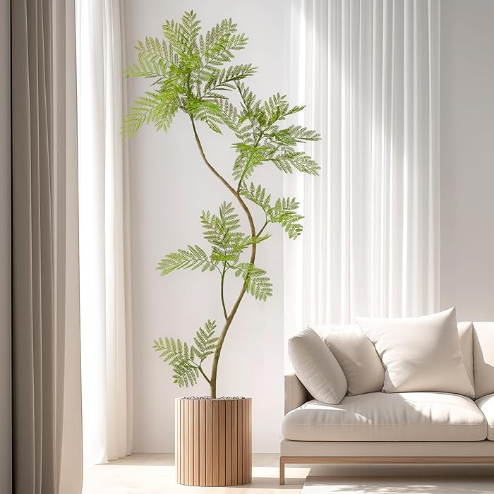 6.6FT Artificial Tree Fake Jacaranda Tree,Faux Tall Tree Lifelike Green Leaves Large Plants Indoo... | Amazon (US)