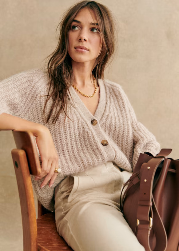 Basile Cardigan - Light Beige - Alpaca - Sézane | Sezane Paris