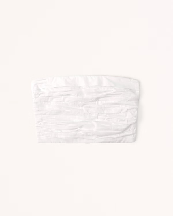 Women's Strapless Poplin Ruched Top | Women's Tops | Abercrombie.com | Abercrombie & Fitch (US)
