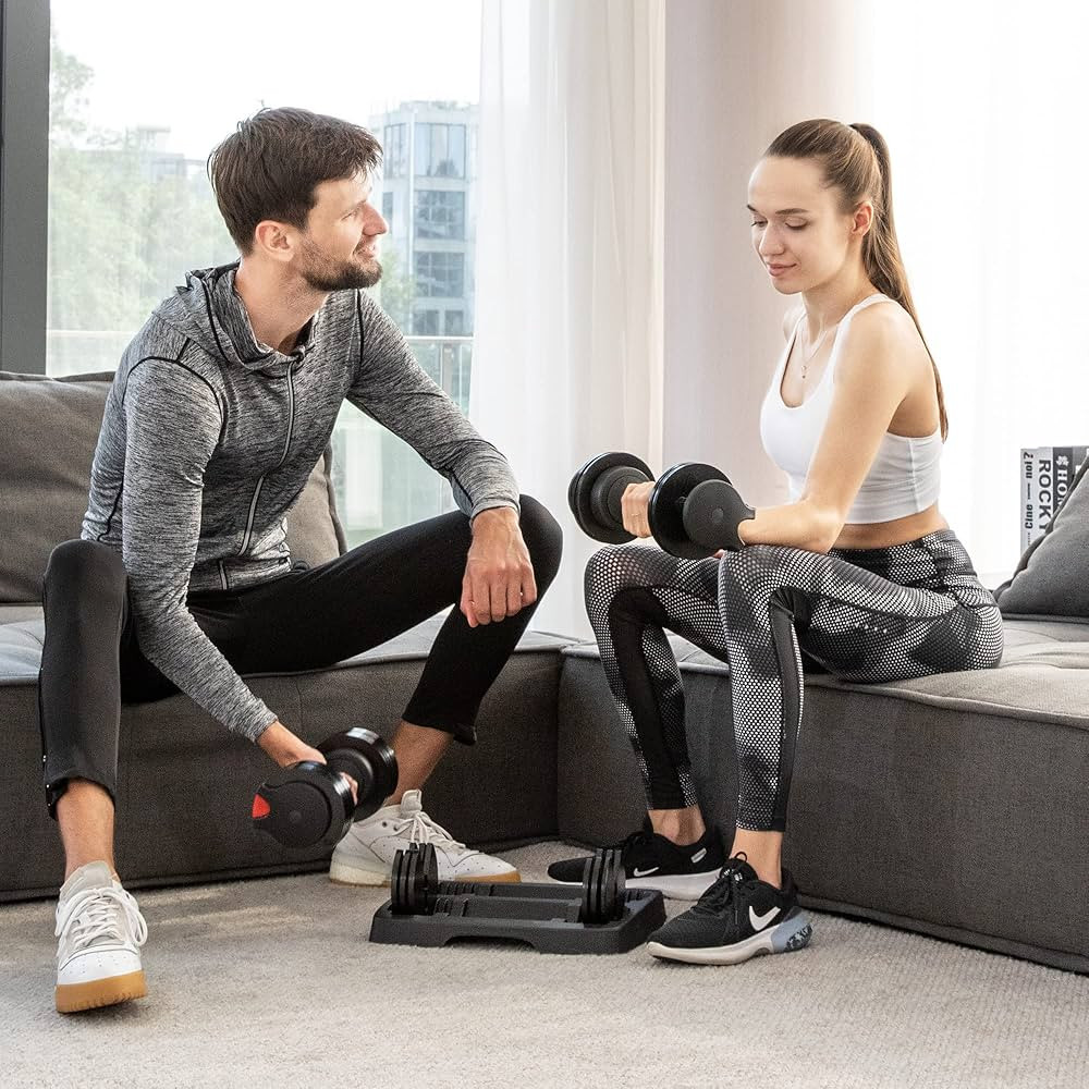 VIVOHOME 2.5 lbs to 15 lbs Adjustable Weights Dumbbells Set of 2 with Anti-Slip Handle and Tray M... | Amazon (US)