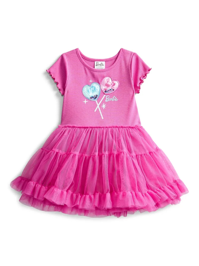 Barbie Toddler Girls Graphic Tutu Dress with Short Sleeves, Sizes 12M-5T | Walmart (US)