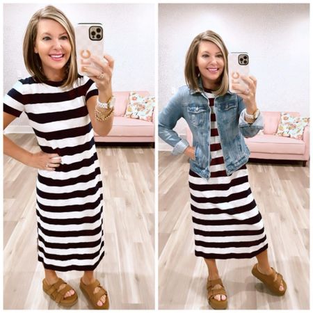 Only $44 TODAY ONLY! (Reg. $80) My Lou & Grey dress is NAVY striped. It’s hard to tell from the pic! Super cute cotton strechy material 🙌 Wearing a petite XS

Xo, Brooke

#LTKFestival #LTKStyleTip #LTKSeasonal