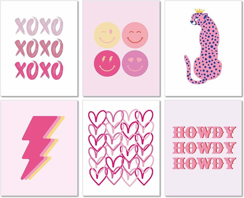 MINI ZOZI Preppy Room Decor Pink Posters 8"X10" UNFRAMED Aesthetic Trendy Stuff for Girls Dorms R... | Amazon (US)