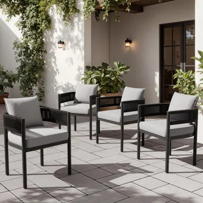 Alexandria Outdoor Dining Chairs With Cushions Set Of 4 | Wayfair North America
