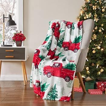 Christmas Holiday Throw Blanket: Country Rustic Red Truck with Tree Design, Picking Out The Tree (Tr | Amazon (US)