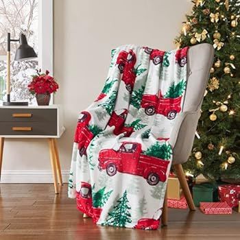 Christmas Holiday Throw Blanket: Country Rustic Red Truck with Tree Design, Picking Out The Tree (Tr | Amazon (US)