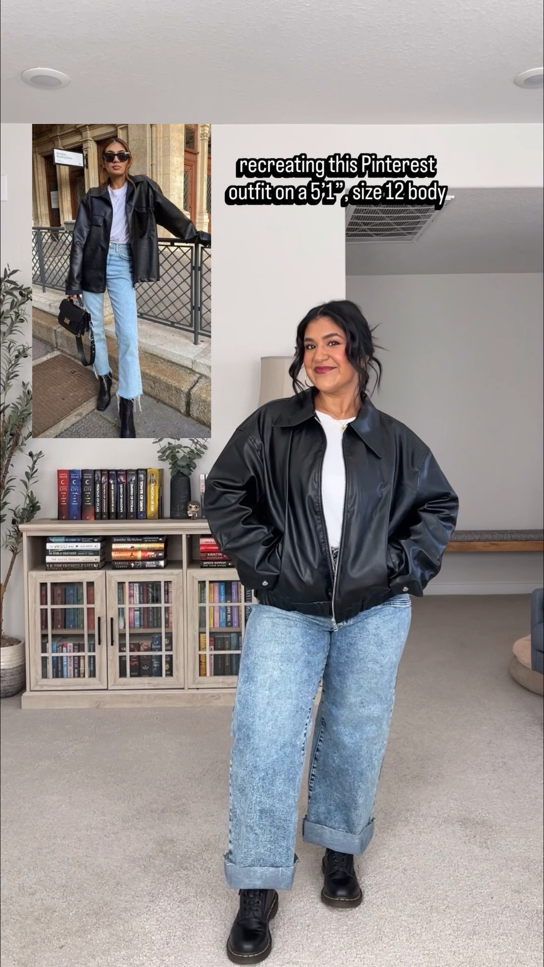 JEANS: size 12, true to size // WHITE TEE: size large, true to size // FAUX LEATHER JACKET: sized up to an XL for a more oversized fit // BOOTS: wearing Doc Martens but will also link an Amazon version in the same style 

#LTKPetite #LTKootd #LTKMidsize