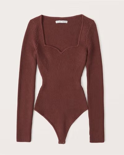 Long-Sleeve Sweetheart Sweater Bodysuit | Abercrombie & Fitch (US)