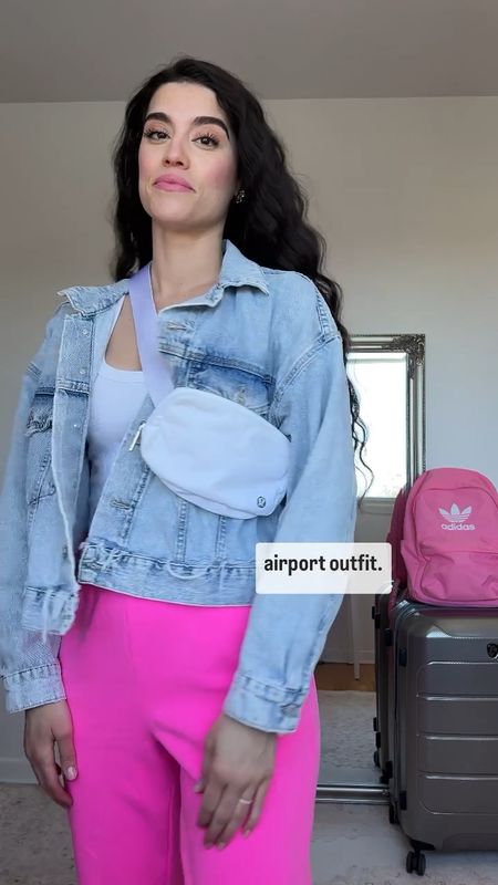 Cute and comfy airport outfit 
Lululemon belt bag to put my passport in , never bring my real wedding rings so I bring my Enso silicone band , comfiest gap sweatpants ( sold out in pink) , white tank top that everyone needs in there vacation capsule wardrobe 

#LTKtravel #LTKSeasonal #LTKstyletip