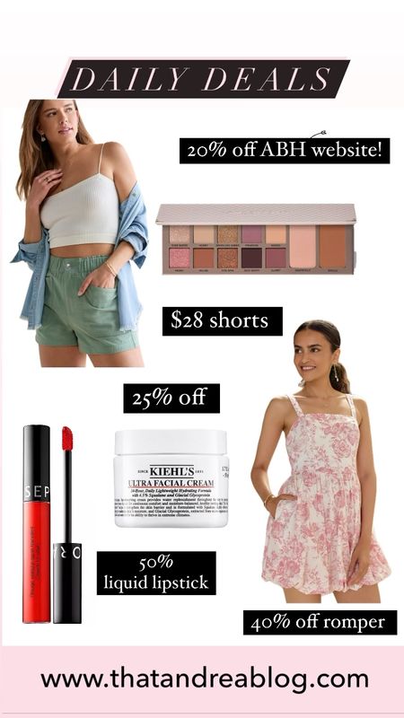 Daily deals 
Summer romper
Summer dresses 
Liquid lipstick 
Moisturizer 

#LTKstyletip #LTKbeauty #LTKsalealert