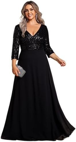Ever-Pretty Women's Plus Size Chiffon Formal Dresses for Curvy Women Sequin Gala Cocktail New Yea... | Amazon (US)