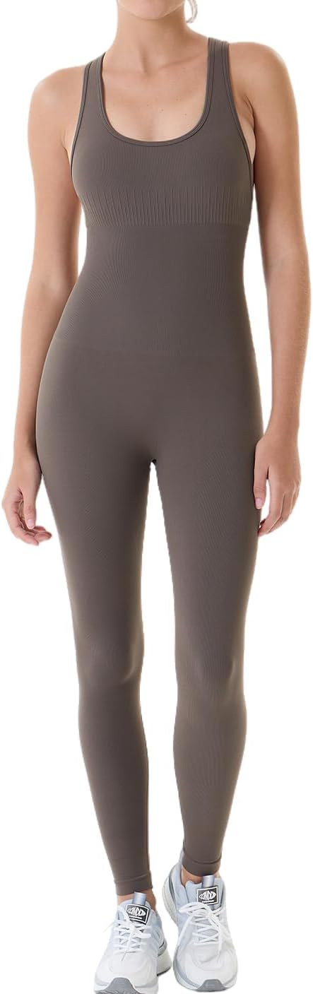 AUROLA Power Workout Jumpsuit for Women Yoga Gym Seamless One Piece Racerback Tummy Control Padde... | Amazon (US)