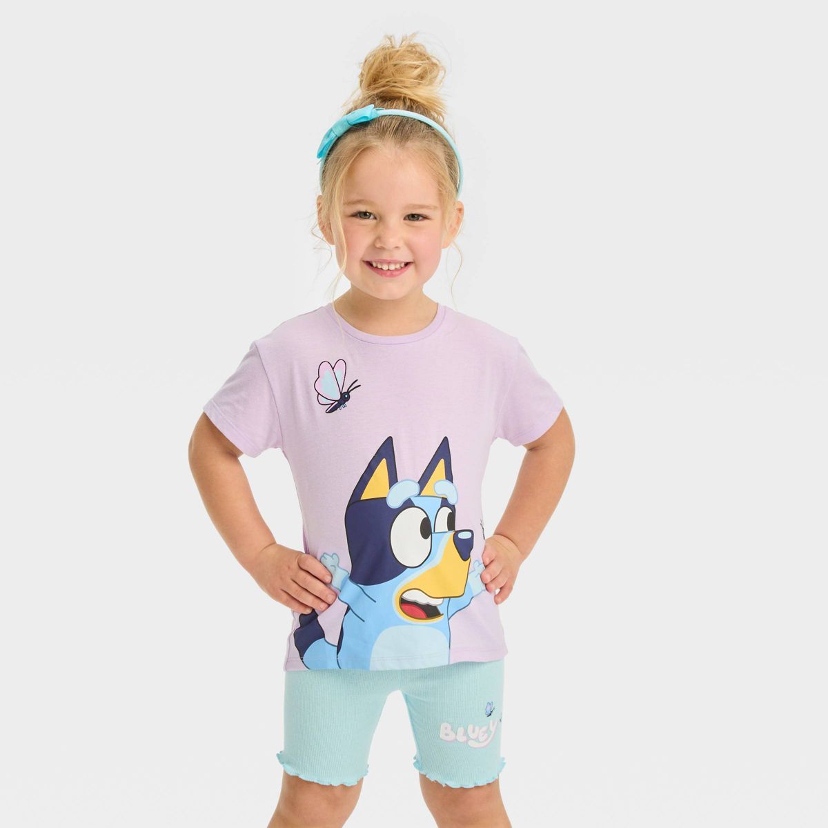 Toddler Girls' Bluey Top and Bottom Set - Blue/Lilac Purple | Target