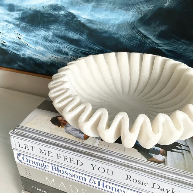 Decorative Marble Flower Bowl Ruffle Bowl hand Carved Marble | Etsy | Etsy (US)