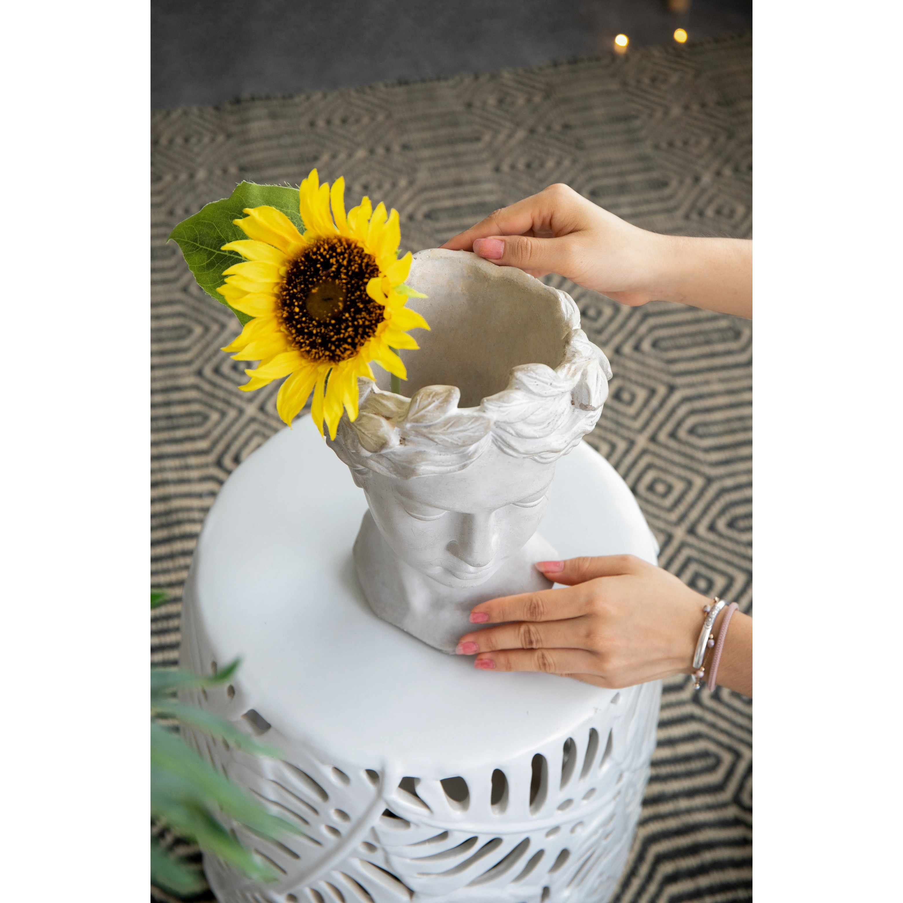 Greek Statue Cement Planter Head Bust Planter Sculpture Plant Pot | Bed Bath & Beyond