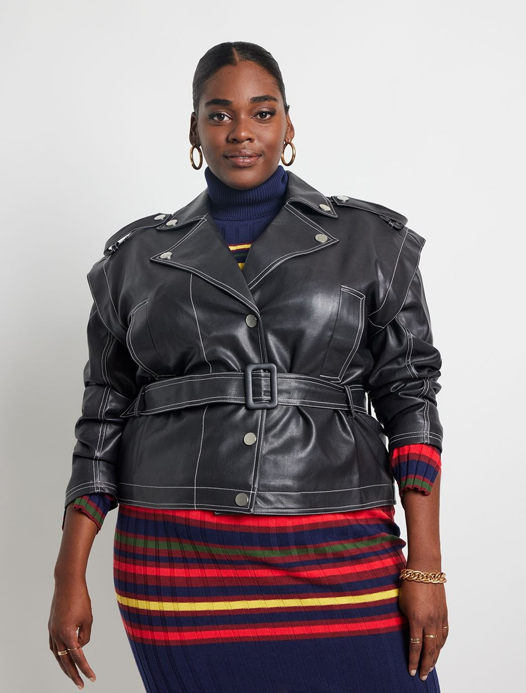 Belted Motorcycle Jacket | Women's Plus Size Coats + Jackets | ELOQUII | Eloquii