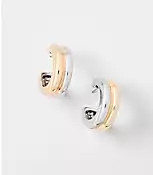 Mixed Metal Puffy Hoop Earrings | LOFT