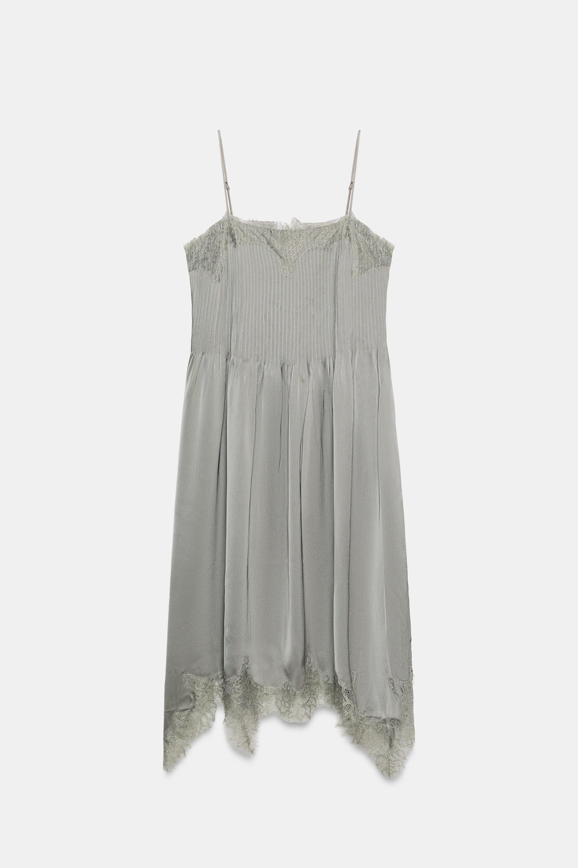 Zara - Zw Collection Lace Slip Dress - Women - Beige - Women | Zara US