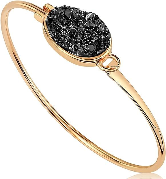 Humble Chic Simulated Druzy Cuff Bracelets for Women - Boho Stackable Bangle Bracelet, Plated in ... | Amazon (US)