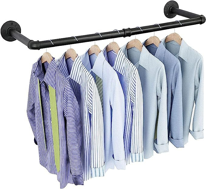 OROPY Industrial Pipe Clothes Rack 38.4", Heavy Duty Detachable Wall Mounted Black Iron Garment B... | Amazon (US)