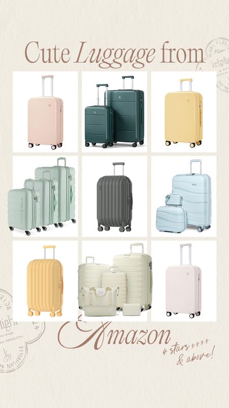Cute luggage from Amazon with 4 stars or above🩵 #travel #suitcase #amazon 

#LTKsalealert #LTKtravel