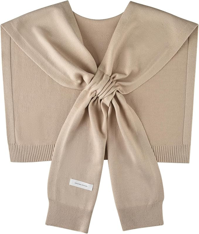 Women's Sweater Shawl Wraps Sleeves Knitted Collar Sweater Scarf Top Casual Lightweight Shoulder ... | Amazon (US)