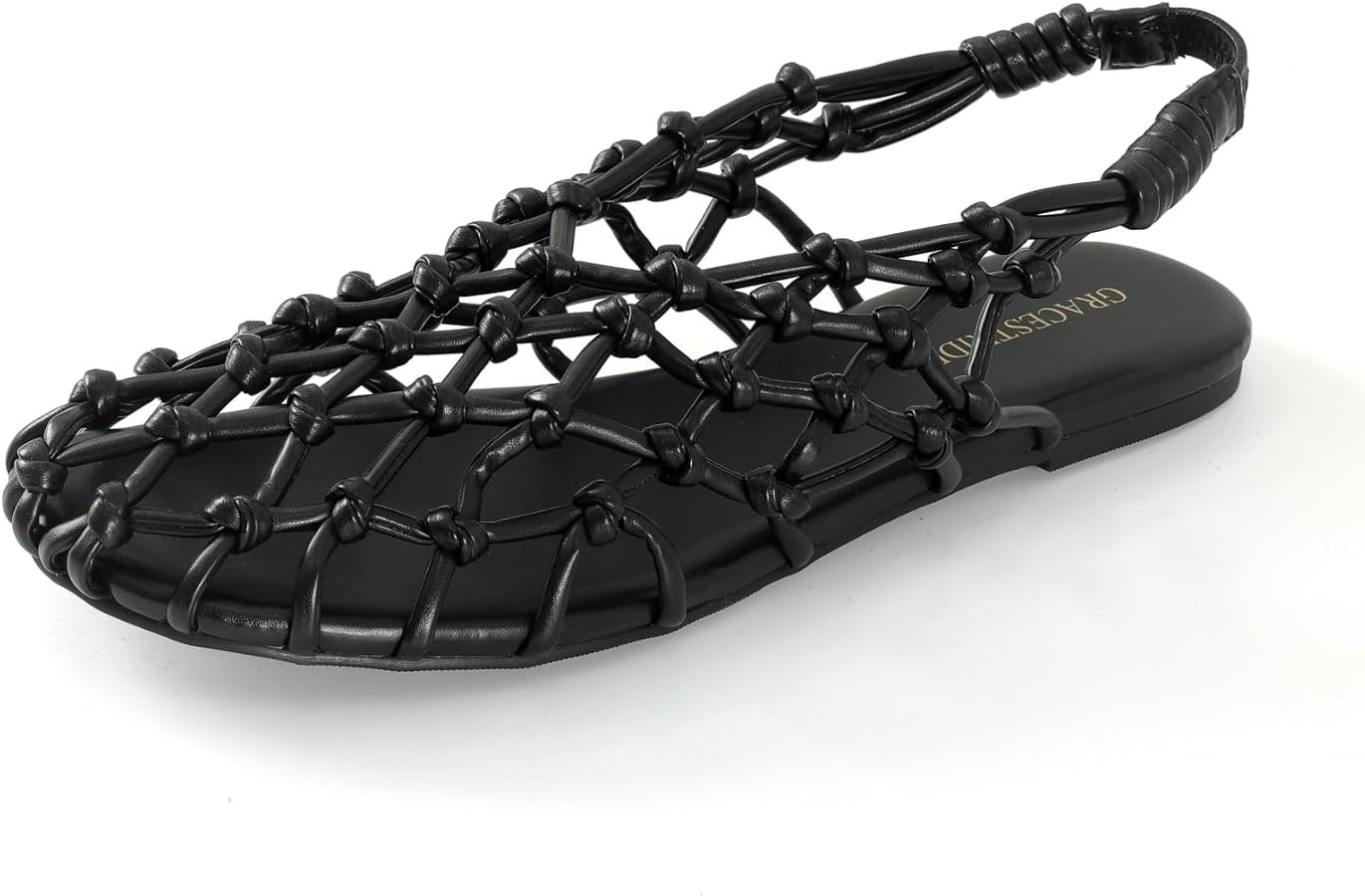 Women's Mesh Ballet Flat Sandals – Slingback Strap Flat Heel with Leather-Woven Design & Cushio... | Amazon (US)