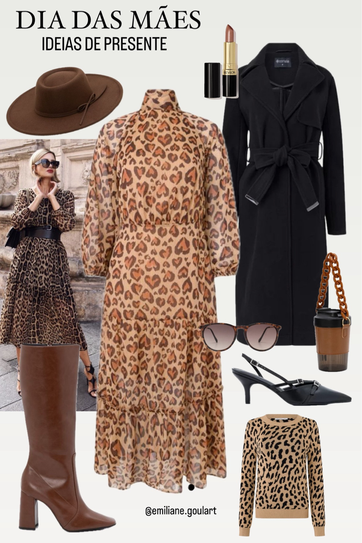 Animal Print sempre é um clássico no
Inverno, e vestido está com uma estampa onça em formato de 🤎, achei uma onça chic. Sua mãe, tia, irmã, sogra.. merece o look completo !! 