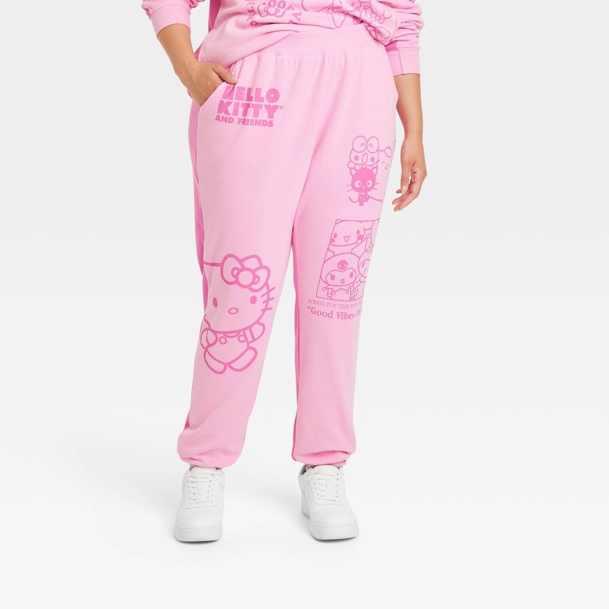 Women's Sanrio Hello Kitty Two-Tone Graphic Jogger Pants - Pink | Target