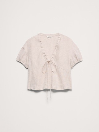 Linen Tie-Front V-Neck Top | Banana Republic (US)