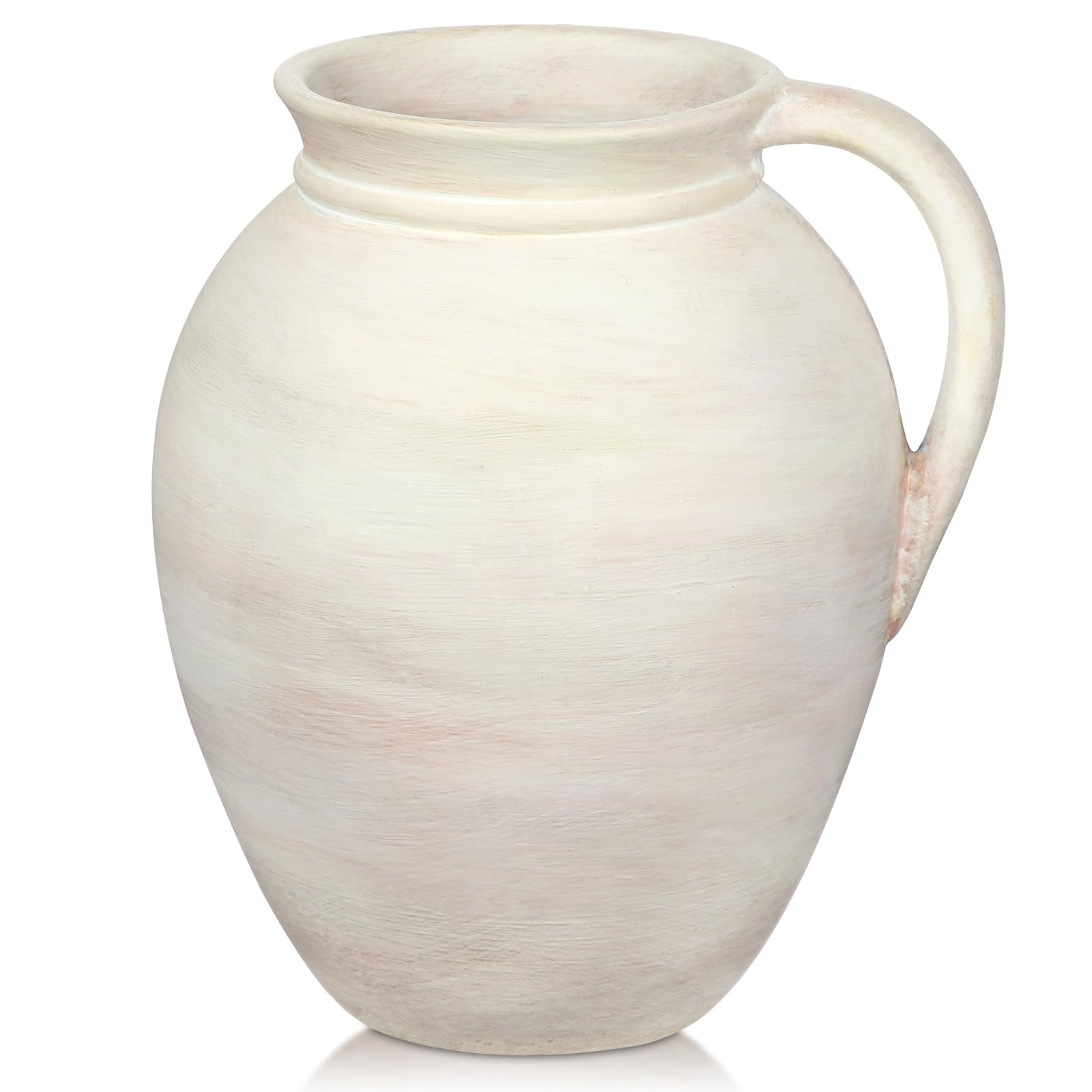 Ceramic Rustic Farmhouse Vase, 7.1" Pottery Beige Pitcher Vase for Flowers Pampas Grass Centerpie... | Amazon (US)