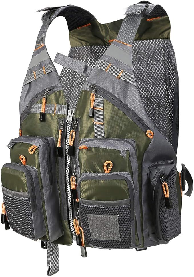 Fly Fishing Vest with Multi-Pockets Fishing Gear Outdoor Backpack Breathable Mesh Fishing Vest Ja... | Amazon (US)