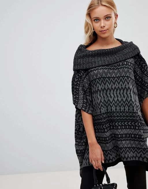 QED London Roll Neck Poncho Sweater | ASOS US