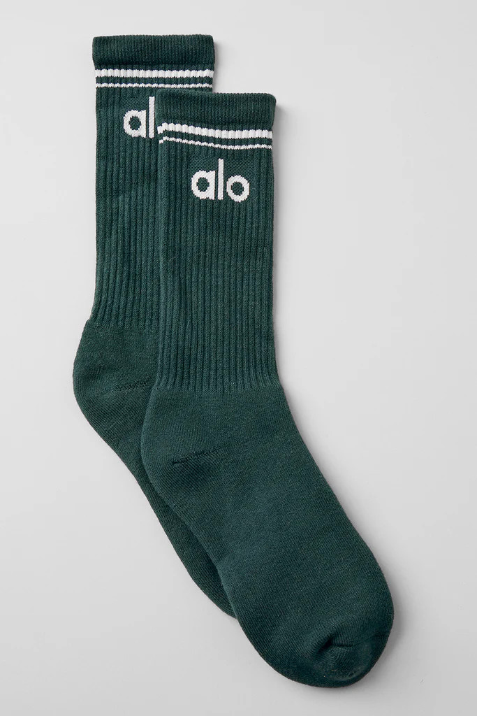 Unisex Throwback Sock - Midnight Green/White | Alo Yoga