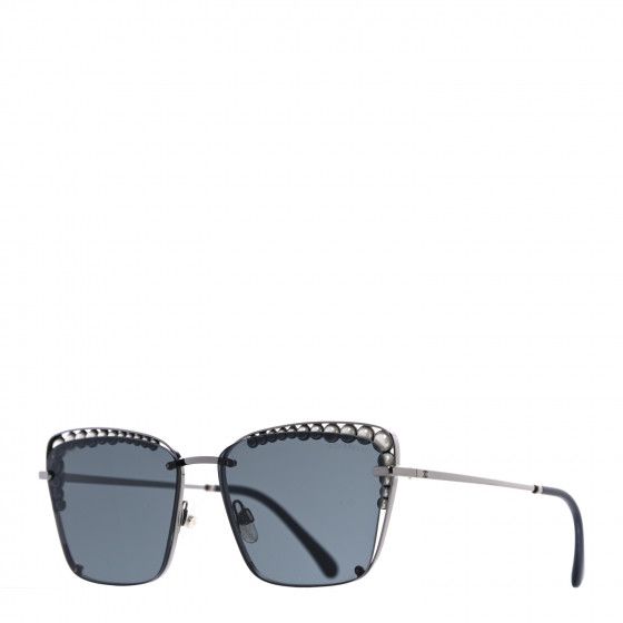 CHANEL Metal Square Frame Pearl Sunglasses 4235-H Dark Grey | Fashionphile